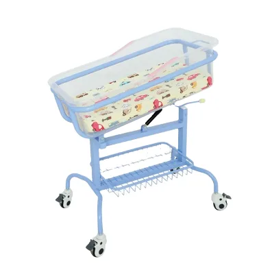 YAZHIYI Maternity Clinic Use Tilting Baby Bassinet Trolley Transparent ABS Infant Cot Anti Milk Overflow Newborn Nursing Cart
