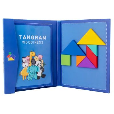 Children Tangram Puzzle Wooden Pattern Blocks Set Creative Travel Toy