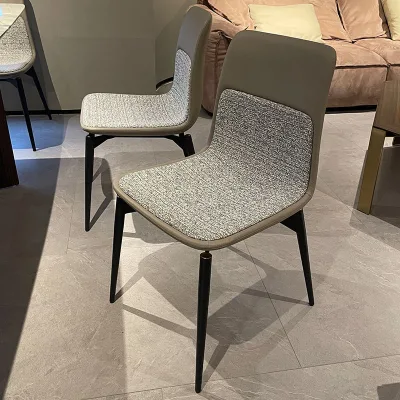 Chair Dining Chair Home Casual Coffee Chair Leather Cotton Linen Steel Frame Italian Simple Designer Model House New