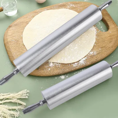 BST 18" Restaurant Aluminum Alloy Rolling Pin Durable Metal Baking Tool Kitchen Tool for Making Dumpling Wrappers at Home