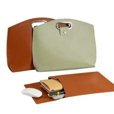 Popular PU Leather 2 in 1 Expanding File Leather Folder Document Organizer Bag Custom Waterproof Portable for Office School