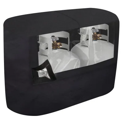 600D Oxford Waterproof Propane Tank Cover for Travel Trailer RV Camper Tank Cover Fits for Dual 20lb Tanks
