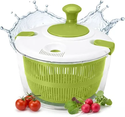 Hot Salad Spinner Manual Rotating Draining Basket Salad Veggies Shake Dry Basin Two Pieces Pasta Strainer