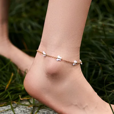 2026 Women's Classic Butterfly Ankle Chain Copper Artificial Gemstone Long-Lasting Design for Employee Benefits Occasion Gift