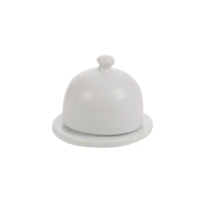 Hot Selling Wholesale Ceramic Mini Round White Butter Dishes with Lids Set