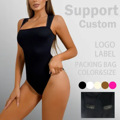Women's Sleeveless U-Neck Seamless Body Shaper Bodysuit Yoga Threaded Fabric Jumpsuit for Sports Shapers