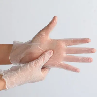 Custom Logo 100 Pcs Professional Industrial Clear Powder-Free Medium Disposable PVC Food Grade CE Certified Chemical Gloves