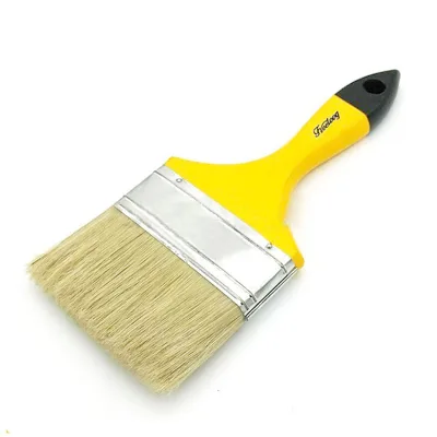 Customized 4 Inch Wooden Handle White Pig Hair Mixed Polyester Bristles Flat Sash Paint Brushes