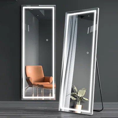 Decorative Steel Powder Coating Frame Lighted Full Length Dressing Mirrors
