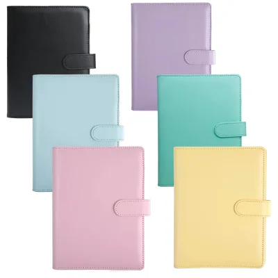 A5 Macaron Color Notebook Binder 6 Ring Spiral Business Office Plan Budget Binder Custom Magnetic PU Leather Notebook Binder