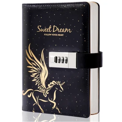 CAGIE Lock with Diary Notebook  with Pen Gift Set Wtih Sweet Dream Pu Leather
