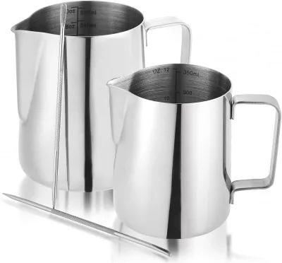Custom Logo Thick Wall 304 Stainless Steel Milk Frothing Pitcher With Scale for Espresso Latte Art