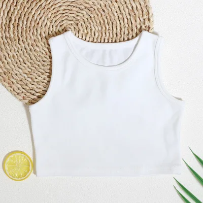 Wholesale Custom Logo Infant Tank Crew Neck Cotton Sport Style Sleeveless Unisex Cute Baby Crop Top
