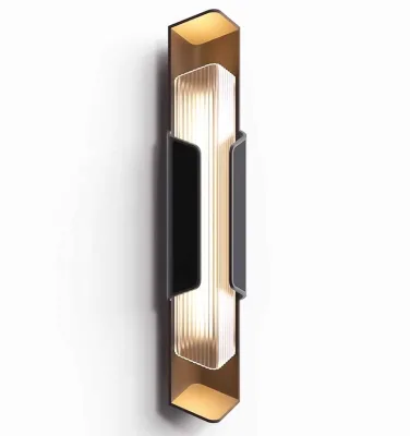 New Modern Outdoor Wall Lamp LED Lighting Decoration Lamp Decoration Building Garden Long Rectangular Black Polished Gold