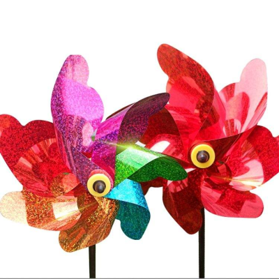 Plastic Flower Shaped Garden Wind Spinners Colorful Pinwheel Protection Garden Windmill for Kids