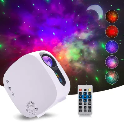 Galaxy Aurora Projector LED Northern Lights Star Projector 6 White Noise Starry Moon Light with Speaker for Gift