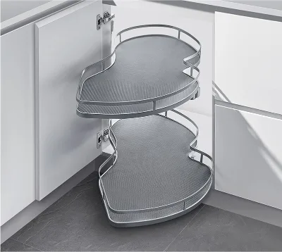 2-Layer Stainless Steel Turntable Storage for Kitchen Cabinets Corner Pull-Out Basket Hardware Accessories for Furniture