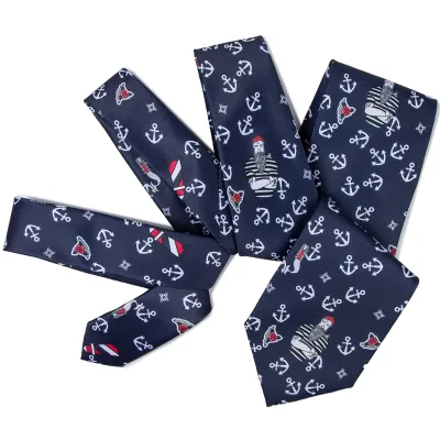 NAVY BLUE NAUTICAL ANCHOR LIGHTHOUSE FISHER SANTA CLAUSE ROSE DESIGNER NECKTIE MERMAID SEA SAILING YACHTING MEN'S TIE