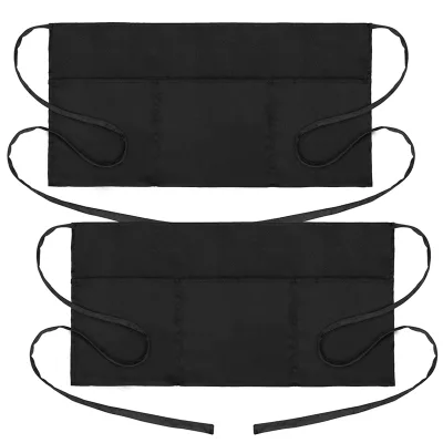 Oil Stain Resistant Polyester Short Half Waiter Waitress Apron Server Waist Aprons With 3 Pocket for Women Men Restaurant Home