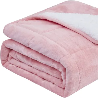 230GSM Fleece Sherpa Fabric Comfortable Glass Beads Heavy Weighted Blanket for Home