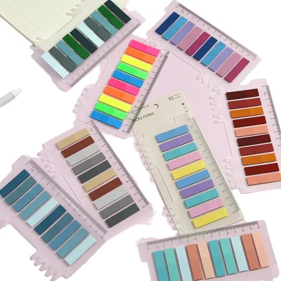 Colorful Sticky Flags Book Annotating Tabs Page Markers Book Tabs Morandi Sticky Index Tabs with Ruler