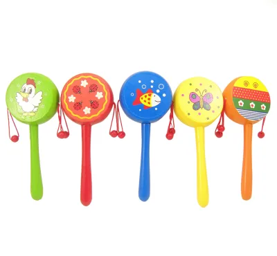 New Design Baby Wooden Rattle Drum Hand Bell Toys for 5 to 7 Years Age Range