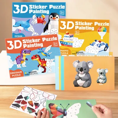 GF Children 3D Geometric Collage Handmade Early Learning Sticker Concentration Training Early Education Creative Cartoon Sticker