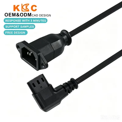 IEC320 C14 to C13 Extension Cord 30cm C14 Screw Holes C13 Angled H05VV-F 3G 0.75mm² 10A 250V for Server Rack PDU