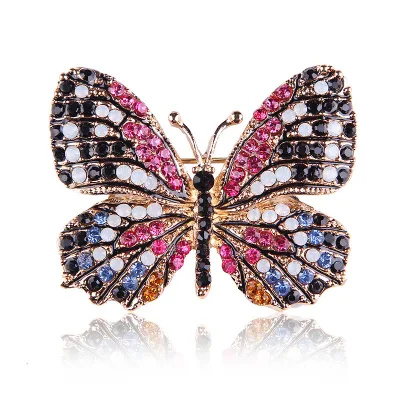 Best Seller Multicolor Butterfly Brooches Animal Colorful Rhinestone Brooch From China