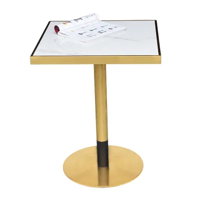 Commercial Luxury Designer Imported Black Wedding square Stone Top Restaurant Dining Tables