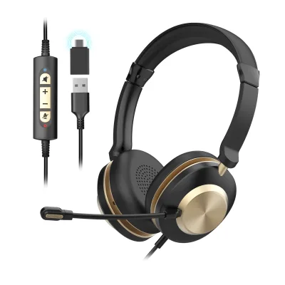 OEM factory MHP-886 ENC Wired USB Computer business Headset Music headphones With Noise cancelling Mic For Laptop  kype Office
