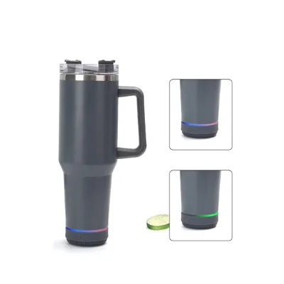 Custom Speaker Cup with Led Lights Stainless Steel Drinking Cups 40 oz bluetooth Speaker Tumbler with Handle