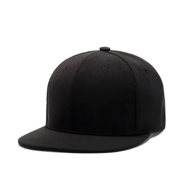 100% Polyester Black Flat and Wide Brim Hip Hop Hat Man Hat Snapback Hat
