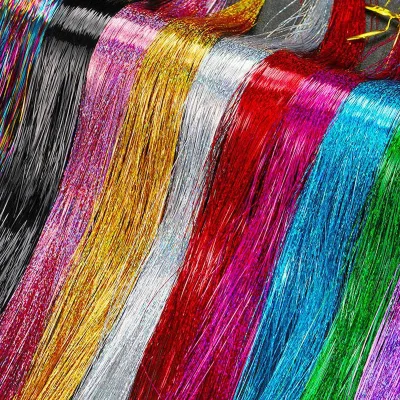 48Inch Hair Tinsel Shiny Hair Tinsel Extensions Colored Party Highlights Glitter Extensions Multi Colors Hair