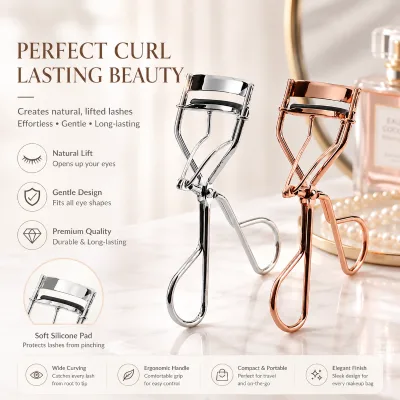 Rose Gold Makeup Eyelash Curler Chrome Plated Beauty Gift Set Cosmetic Tool Wholesale Factory Custom logo for Everyday Lashes