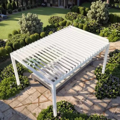 Aluminium Pergola, Powder Coated Weather Resistant Design for Backyard Restaurant Resort Use