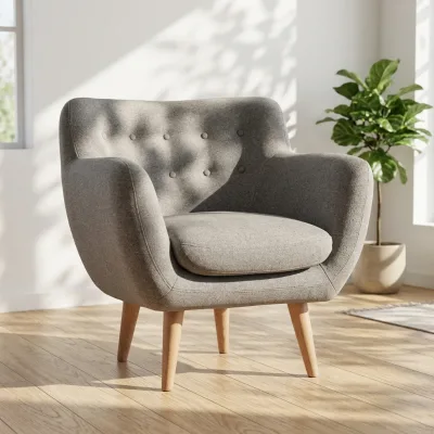 Upholstered Button Tufted Convertible Modular Leisure Armchair Linen Fabric Sofa Bedroom Living Room Traditional Comfy Hotel