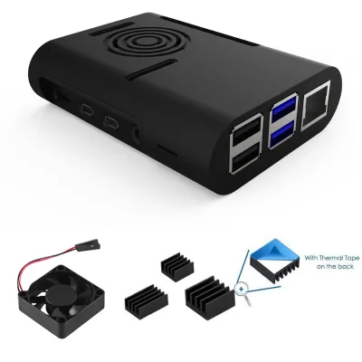 ABS plastic case with cooling fan heatsink raspberry pi 4 case for raspberry pi 4, pi 4 model B