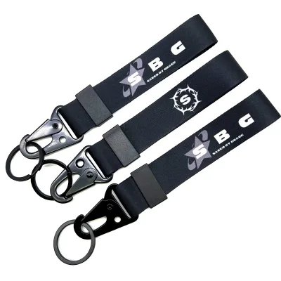 Personalized Polyester & Nylon Embroidery Short Keychain Lanyard with Hook Custom Logo Souvenirs Gift Woven Fabric
