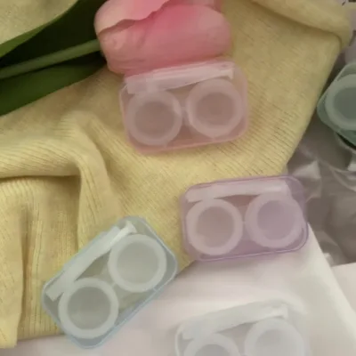 Candy-Color Compact Transparent Contact Lens Storage Box Rectangle T055pp Plastic Companion Cosmetic Contact Lenses Care