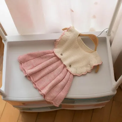 New Toddler Girls Knit Vest Dress Waistcoats Cute high quality Clothes Sweater For girl Kids Autumn Infant Knitwear Dress