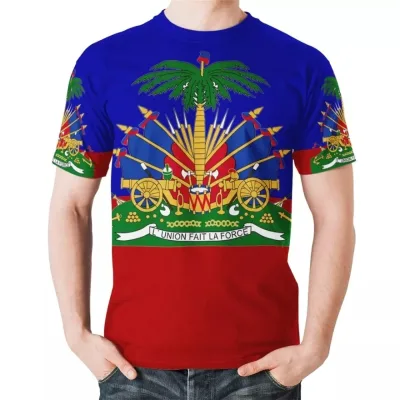 Fitspi Wholesale Haitian Flag T-shirt Summer Digital 3d Printed Haiti T Shirt Street Style Custom Men's Top Source Tshirt