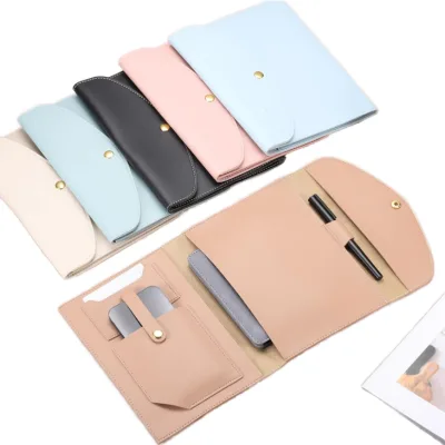 A5 Size Pu Leather Travel Journal Notebook Planner Cover File Folder Document Organizer Folio Ring Binder for Notepad