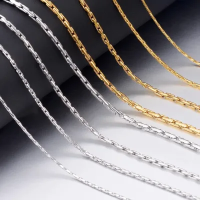 Stainless Steel Gold Plated Vertical Circular Chopin Rounded Cross Thin Rectangle Link Chain Necklace for DIY Jewelry Making