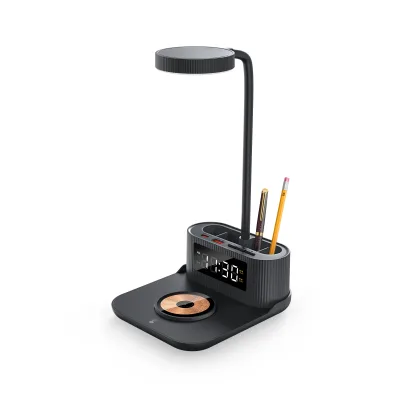 Smart Electronics Desk Lamp Alarm Clock 15W Fast Wireless Charging Station Phone USB Input Interface Mobile Watch US Socket