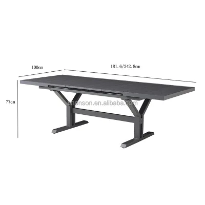 All Weather Use Extendable Dining Table Aluminum Frame Garden Table