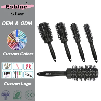New Design Salon Roll  Hair Ceramic Brush Anti Static 75 Degrees Celsius Change Color Round Hair Comb for Home Use