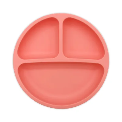3 Compartment Silicone Divided Baby Plate Reusable Silicone Microwavable Baby Feeding Plate Baby Dinner Plate