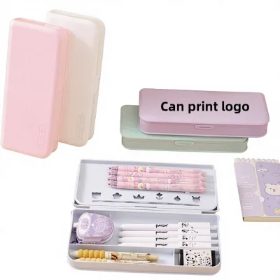 Customised Multi Functional Waterproof Pencil Case PP Plastic Frosted Pen Pencil Stationery Storage Box Students Stationery Box