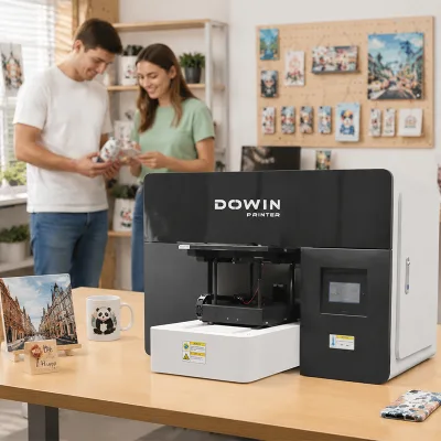 High Color Reproduction A3 UV Inkjet Printer i3200 CMYKVW for Multi Material Custom Product Printing